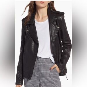 Treasure & Bond Convertible Women's Black Leather Jacket/Vest